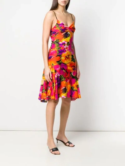 Shop Amen Floral Print Dress In Orange