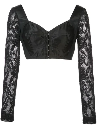 Shop Dolce & Gabbana Lace Bustier Top In Black