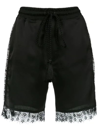 Shop À La Garçonne Lace Detail Short In Black