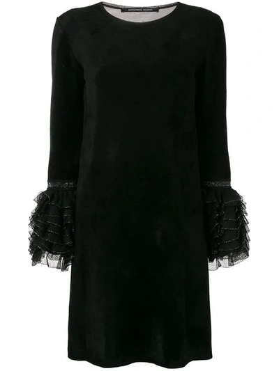 Shop Antonino Valenti Ruffled Cuff Dress In Black