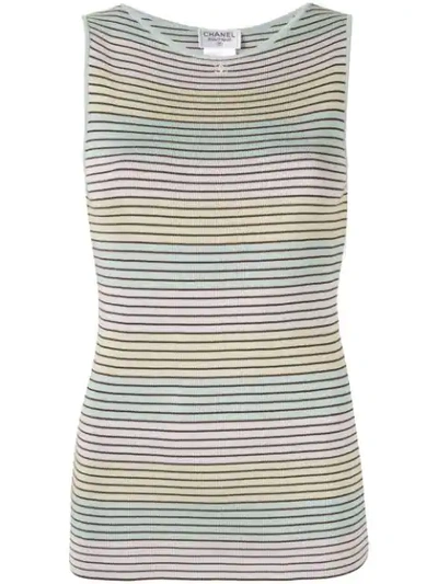 Pre-owned Chanel Striped Sleeveless Top In Multicolour