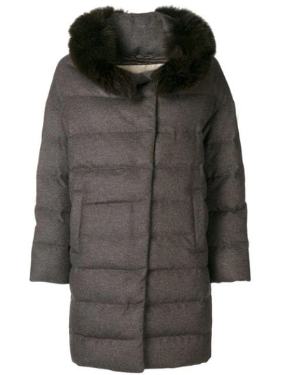 Shop Herno Hooded Padded Coat - Grey