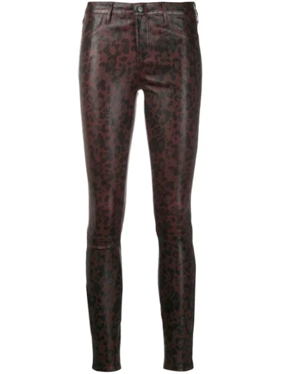 Shop J Brand Leopard Print Skinny Trousers In Brown