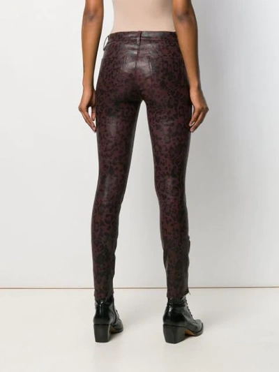 Shop J Brand Leopard Print Skinny Trousers In Brown
