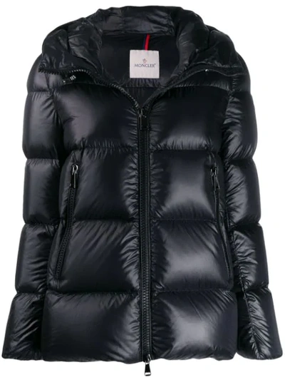 Shop Moncler Zipped Short Puffer Jacket In Black