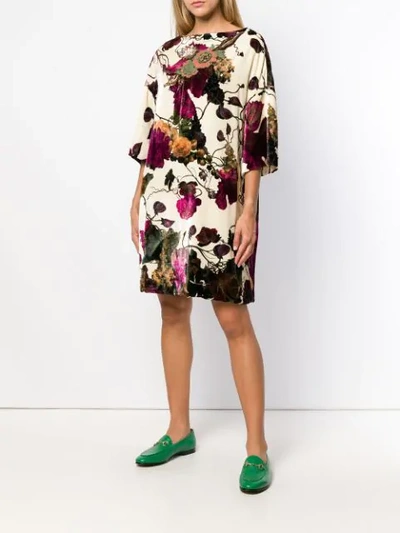 Shop Antonio Marras Floral Shift Dress - Neutrals