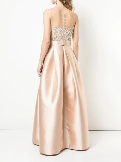 Shop Patbo Embellished Top Princess Gown In Brown