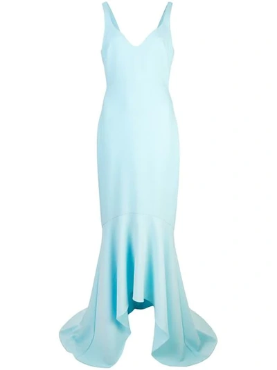 Shop Cinq À Sept Sade Flared Gown In Blue