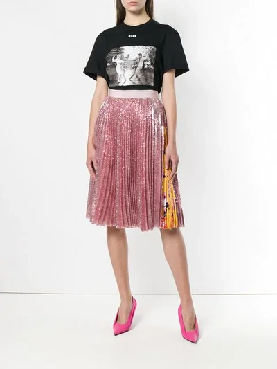 pleated sequin midi skirt