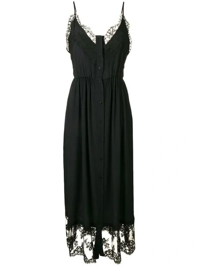 Shop Msgm Lace Trim Maxi Dress And Shorts Set In Black