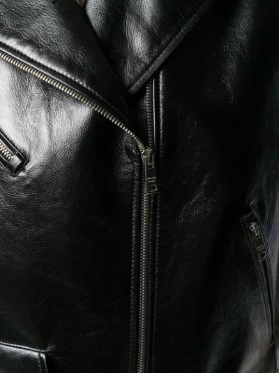 Shop Prada Hybrid Cape-style Biker Jacket In F0002  Nero