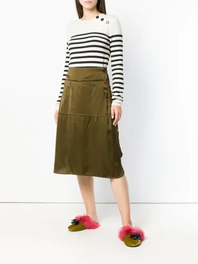 Shop Carven High-waisted Midi Skirt - Green