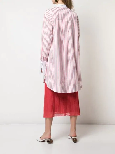 Shop Marina Moscone Oversized Striped Shirt In White