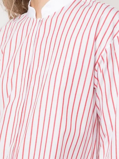 Shop Marina Moscone Oversized Striped Shirt In White