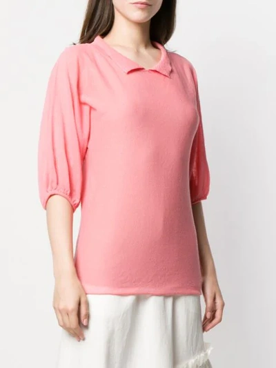 Shop Chiara Bertani Short Sleeved Knitted Top In Pink