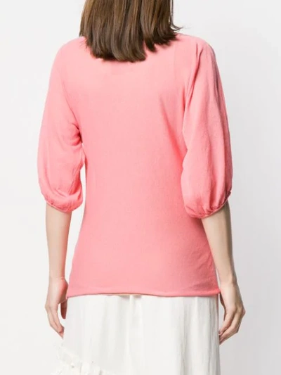 Shop Chiara Bertani Short Sleeved Knitted Top In Pink