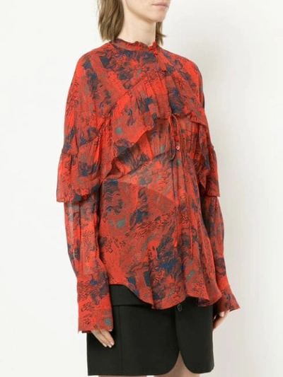 Shop Iro Printed Ruffle Blouse In Red