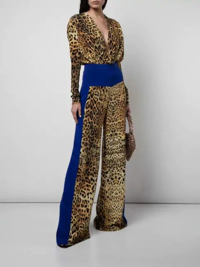 Shop Cushnie Panelled Leopard Print Trousers In Brown