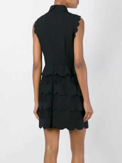 Shop Red Valentino Sleeveless Scalloped Detail Dress In Black
