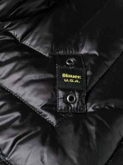 Shop Blauer Fur Hooded Padded Coat - Black