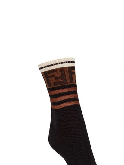 Shop Fendi Ff Motif Socks In Black