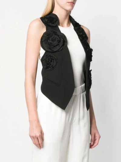 Shop Ann Demeulemeester Flower Appliqué Waistcoat - Black