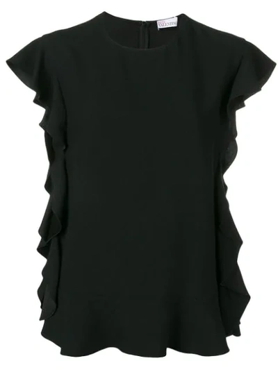 Shop Red Valentino Ruffled Trimming Top In Black