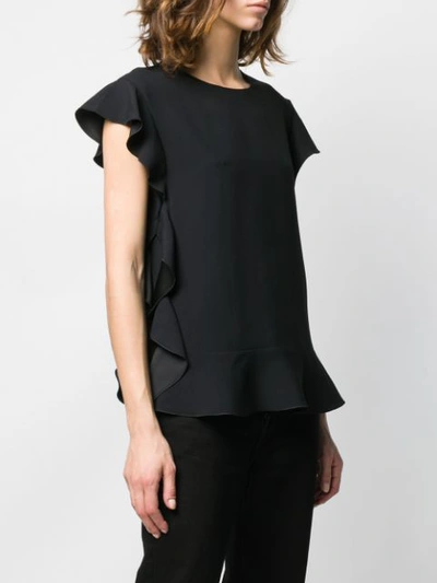 Shop Red Valentino Ruffled Trimming Top In Black