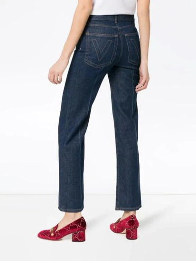 Shop Valentino V Detail Front Pocket Jeans In Blue