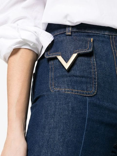 Shop Valentino V Detail Front Pocket Jeans In Blue