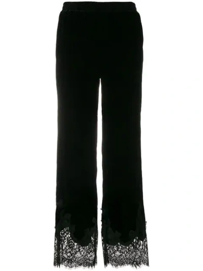 Gold Hawk Lace Panels Track Trousers In Black