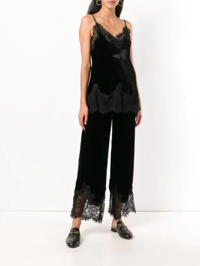 Gold Hawk Lace Panels Track Trousers In Black