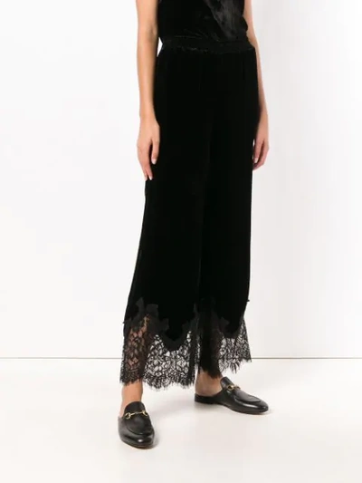 Gold Hawk Lace Panels Track Trousers In Black