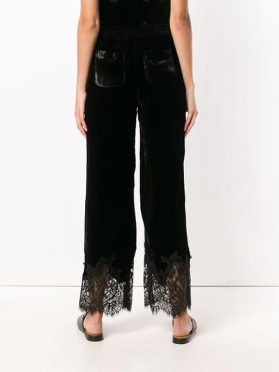 Gold Hawk Lace Panels Track Trousers In Black