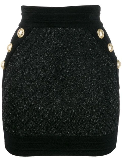Shop Balmain Iridescent Mini Skirt In Black