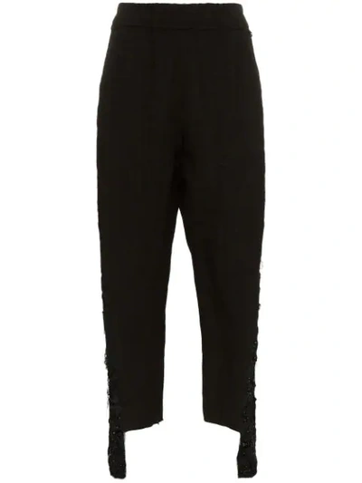 Shop By Walid Sally Embellished Leg Linen Trousers In Black