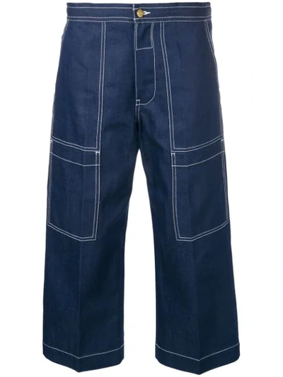 Shop Acne Studios Iron Dye Carpenter Trousers - Blue