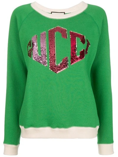 Shop Gucci Logo Sweatshirt In Green