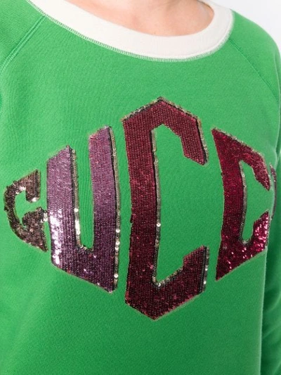 Shop Gucci Logo Sweatshirt In Green