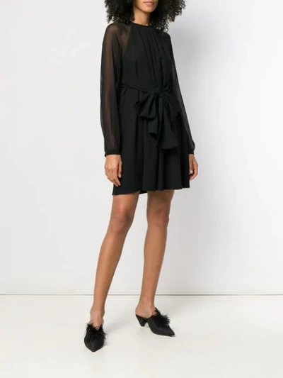 Shop Saint Laurent Sheer Sleeve Dress In Black