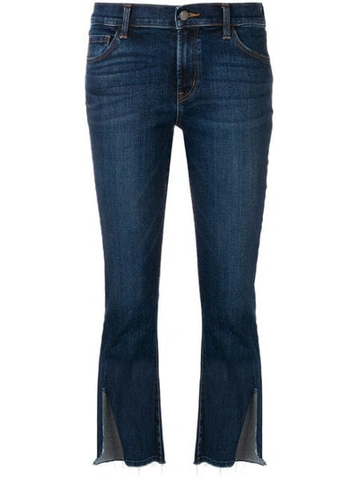 Shop J Brand Cropped Split Cuff Jeans In Blue