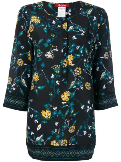 Shop Max Mara Floral Print Tunic In Black