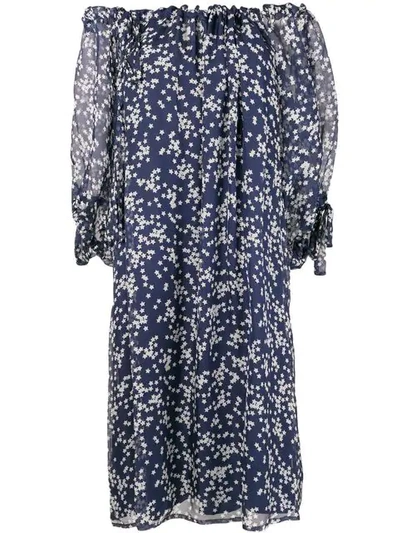 Shop P.a.r.o.s.h. Star Print Midi Dress In Blue