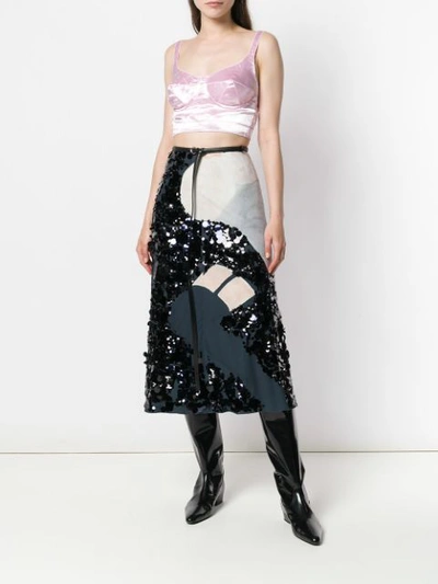 Shop Nina Ricci Pailette Sequin Midi Skirt - Blue