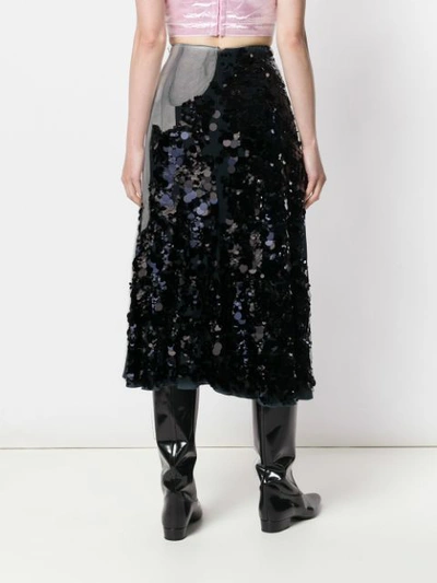 NINA RICCI PAILETTE SEQUIN MIDI SKIRT - 蓝色