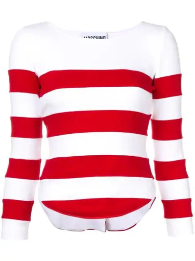 Shop Moschino Striped Sweatshirt In White