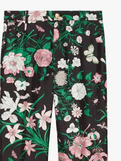 Shop Gucci Floral Trousers In Black