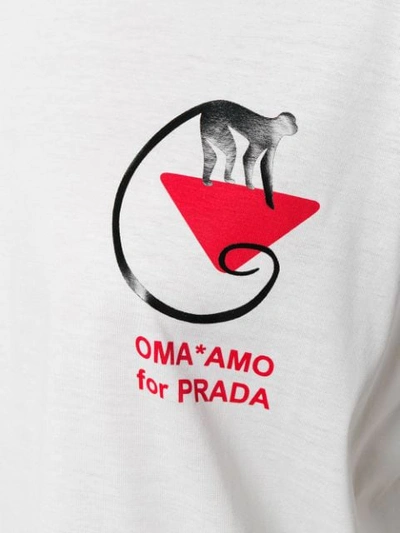Shop Prada Monkey Print Short Sleeve Cotton T Shirt In White