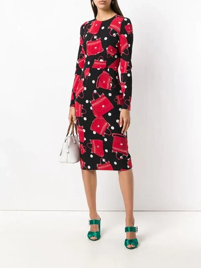 Shop Dolce & Gabbana Handbag Print Dress In Black