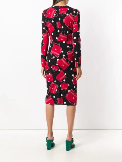 Shop Dolce & Gabbana Handbag Print Dress In Black